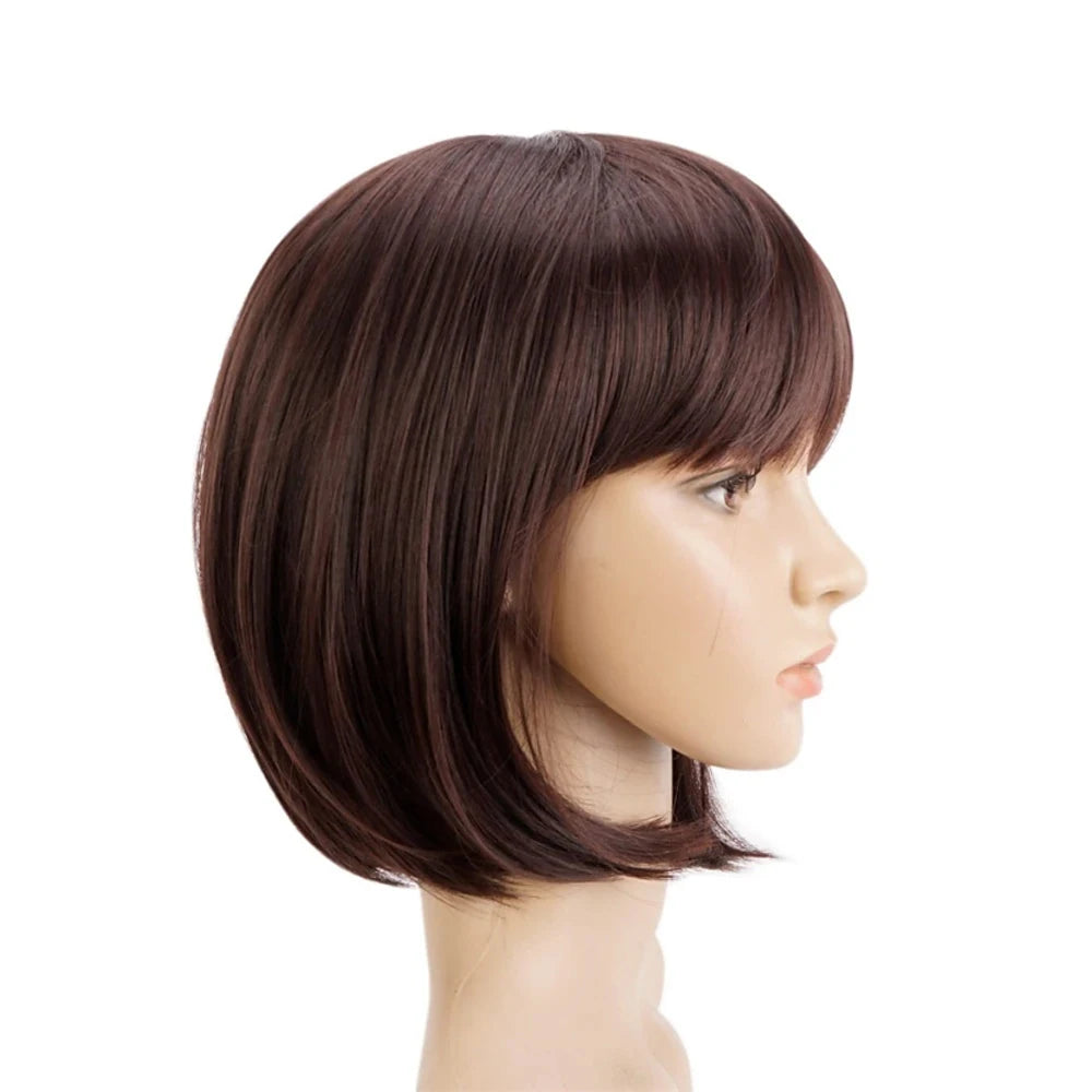 Royal Blue Bob Wig with Bangs - 12 Inch Synthetic Hair for Women