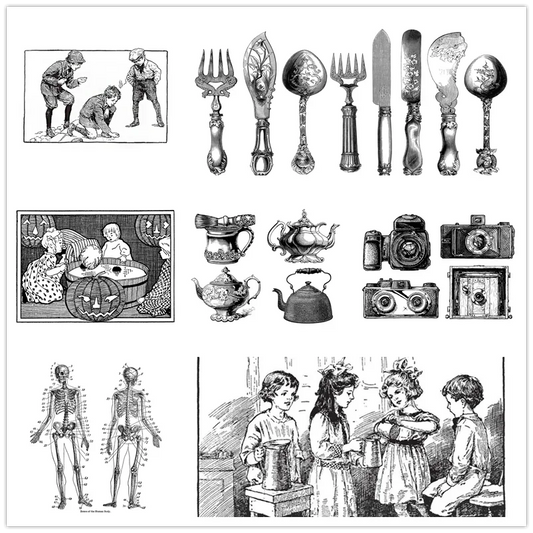 Vintage Christmas Clear Stamps 14x10cm - Holiday Scrapbooking Set