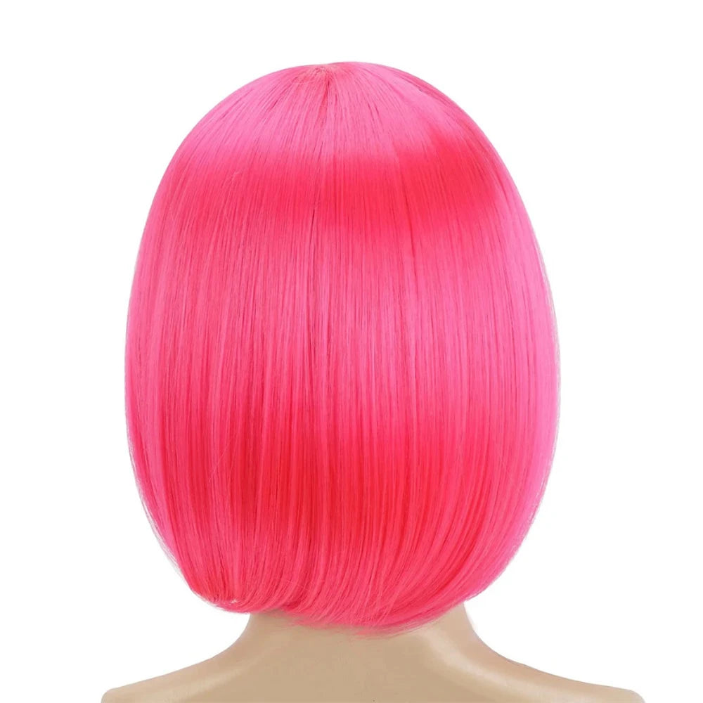 Royal Blue Bob Wig with Bangs - 12 Inch Synthetic Hair for Women