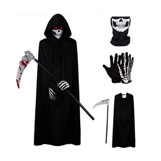 2025 Halloween Grim Reaper Costume - Adult Kids Skeleton Robe