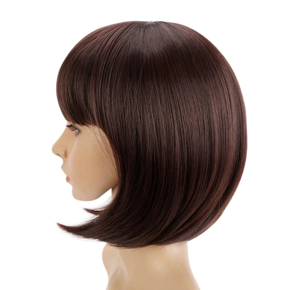 Royal Blue Bob Wig with Bangs - 12 Inch Synthetic Hair for Women